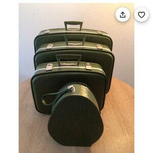 Vintage Rare Olive Green 60s Luggage Set